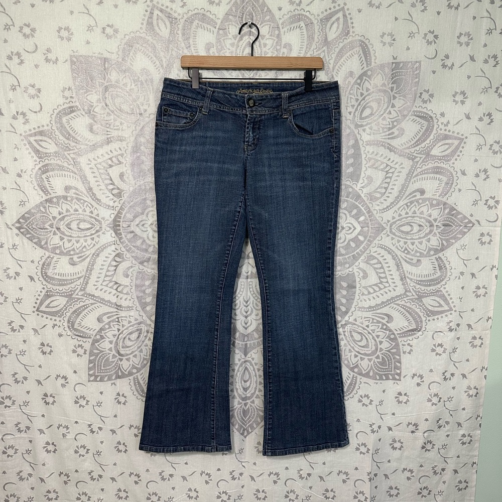 Y2K $68 American Eagle AEO Artist Low Rise Flare Leg Blue Jeans Pants 2000s 12
